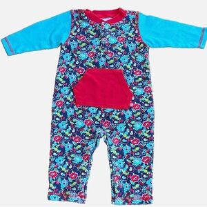 Zutano Baby Floral Romper One Piece Red Pocket Size 9M